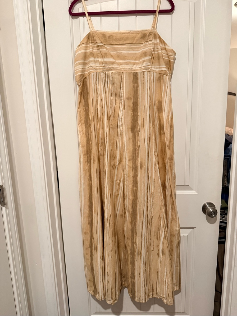 CeCe Striped Cream Maxi Dress with Spaghetti Straps
